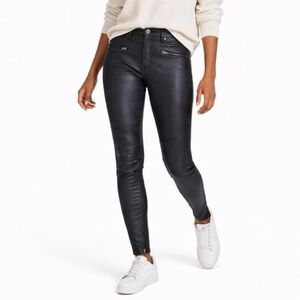 AG Adrian Goldschmeid The Legging Ankle Moto Black Coated Jeans size 24 R